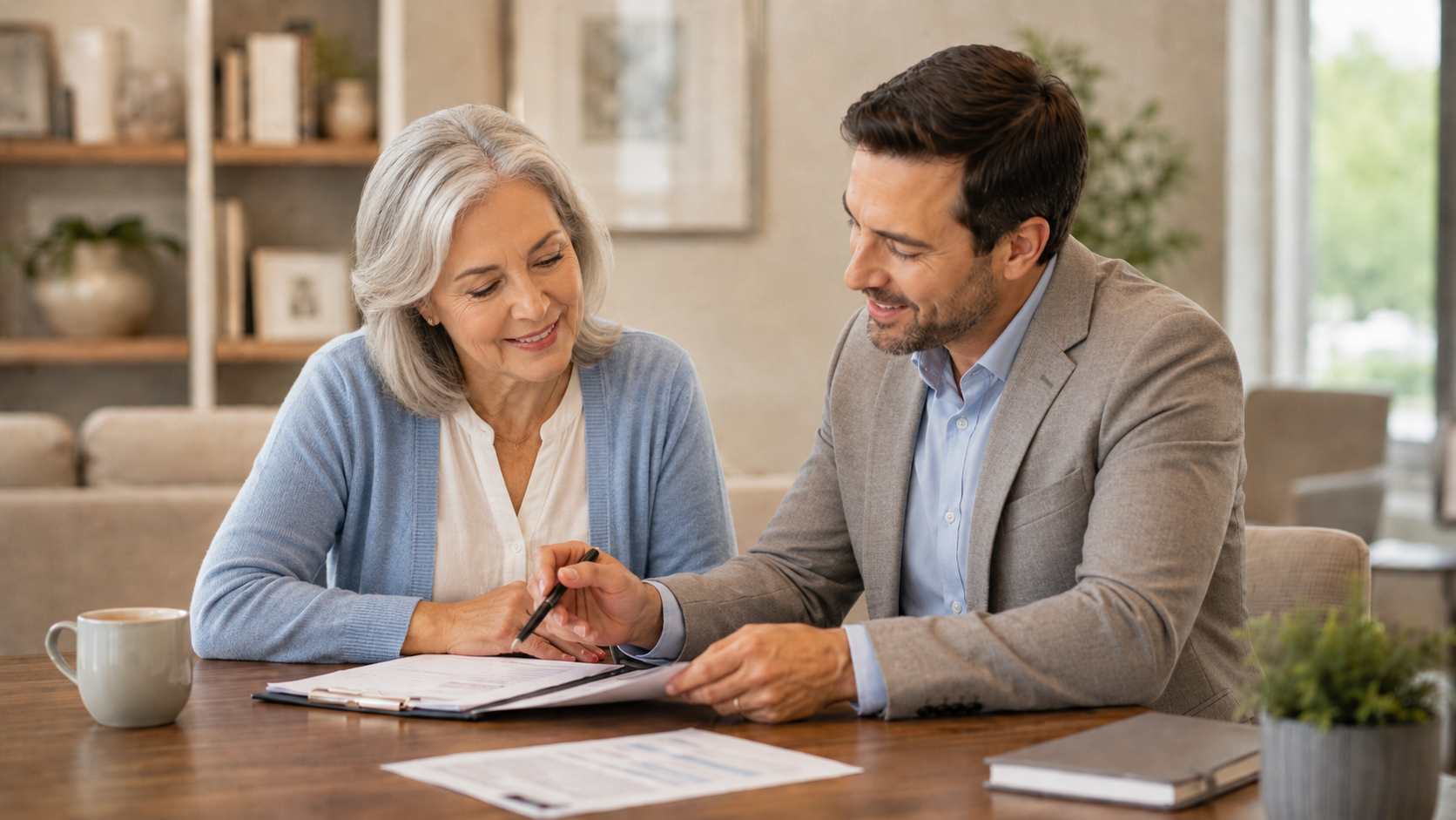 Meda Medicare agent reviewing options with client